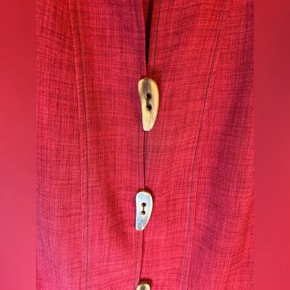 NWOT Anna Maxwell Red Textured Jacket w/ Wooden Buttons Plus Size 16WP - Picture 5 of 16